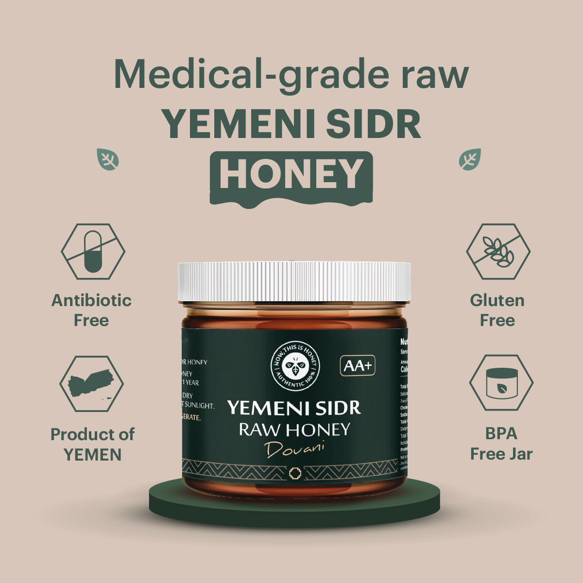 Grade AA+ Raw Yemeni Sidr Honey (10 oz) - Douani Sidr Honey